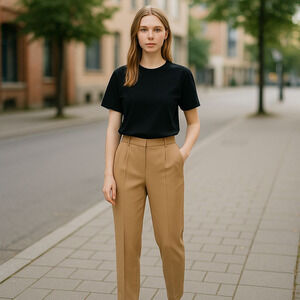 Marella by Max Mara Beige/Gold Soft Slinky Pleated Dress Trousers Size 4